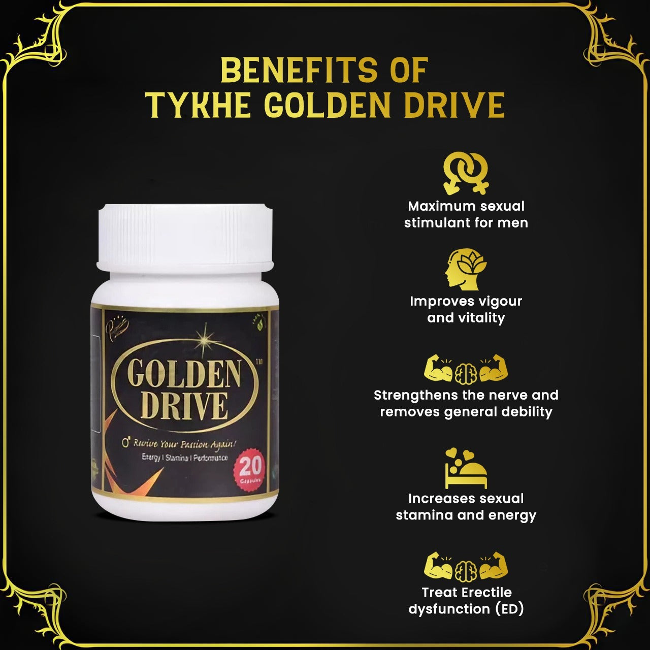 Tykhe Golden Drive (20caps) with free Shilajit worth Rs 1200