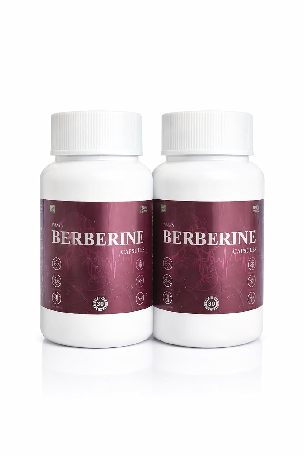 Berberine Capsules, Herbal Supplement for Blood Sugar Support, Heart Health & Metabolism, 30 Veg Capsules